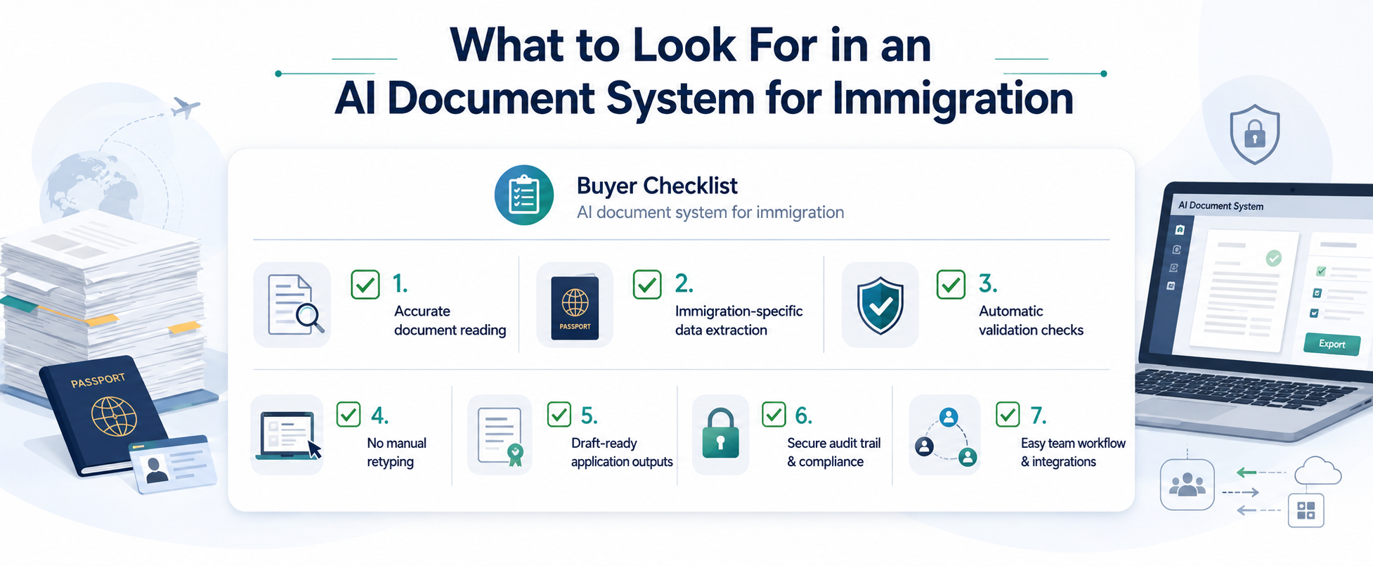 AI document system buyer checklist for immigration consultancies — seven criteria to evaluate